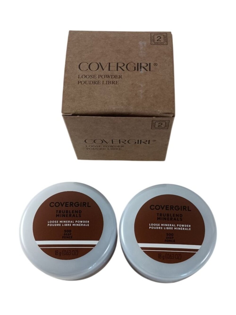2 Pack Covergirl Trublend Minerals Loose Powder 500 Deep Fonce 0.63oz. New
